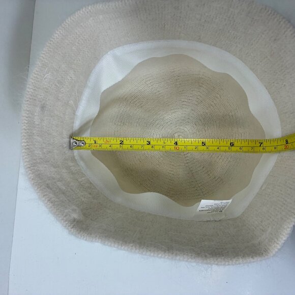 Angora and Wool Blend Fuzzy Ivory Bucket Hat Cloche Retro - Picture 6 of 8